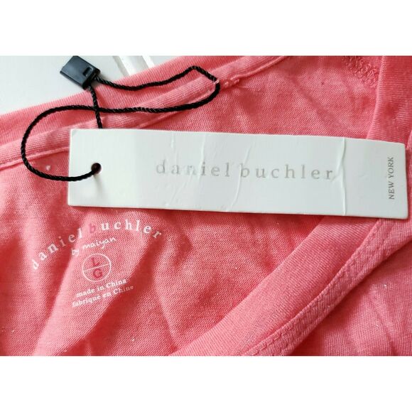 DANIEL BUCHLER long sleeve metallic pullover lounge top peach tee Size Large NEW - Picture 5 of 7